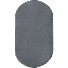 Peluş Halı Koyu Gri Cool Yıkanabilir Oval Kesme Post Yolluk Kilim Salon Halısı Modelleri
