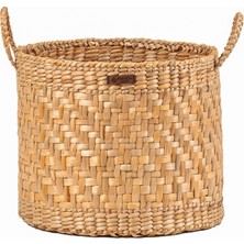 Atandu Home %100 El Yapımı Doğal Hasır Büyük Oyuncak Sepeti | 37X30 cm | Kulplu Çok Amaçlı Organizer & Dekoratif Sepet