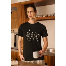 Zuno Erkek Slimfit Skeleton Dance Baskılı T-Shirt