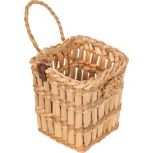 Atandu Home % 100 El Yapımı Doğal Kare Hasır Sepet | 10X10X11 cm | Çok Amaçlı Organizer | Mutfak, Banyo, Salon Için Dekoratif Sepet