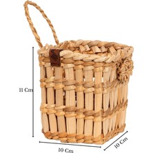 Atandu Home % 100 El Yapımı Doğal Kare Hasır Sepet | 10X10X11 cm | Çok Amaçlı Organizer | Mutfak, Banyo, Salon Için Dekoratif Sepet