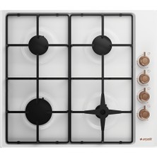 Arçelik Omd 710 Rb Beyaz Gazlı Ankastre Ocak 4 Gözlü Metal Yüzeyli Düğmeden Kontrol