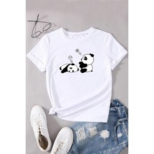 Unisex Panda Baskılı T-Shirt