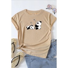 Unisex Panda Baskılı T-Shirt