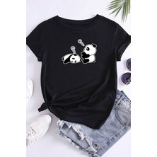 Unisex Panda Baskılı T-Shirt