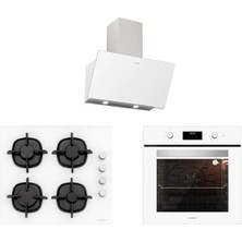 BO6502W02 - CS5343W01 - 3457 Soho 60 Beyaz Cam Ankastre Set