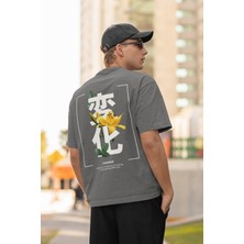 Zuno Erkek Oversize Change Flower Baskılı Tshirt