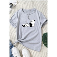 Unisex Panda Baskılı T-Shirt