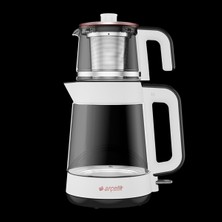 Arçelik cm 6964 Beyaz Çay Makinesi 0.8 L Kırılmaya Dayanıklı Cam Malzeme ile İkili Isıtma Sistemi