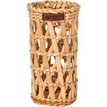 Atandu Home %100 El Yapımı Doğal Hasır Şişelik | 10X23 cm Çok Amaçlı Organizer Sepet | Mutfak, Masa, Salon Dekorasyon Ürünü