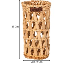Atandu Home %100 El Yapımı Doğal Hasır Şişelik | 10X23 cm Çok Amaçlı Organizer Sepet | Mutfak, Masa, Salon Dekorasyon Ürünü