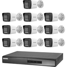 Hikvision 10 Kameralı 2 Mp Hybrid Light Ip Güvenlik Kamera Seti DS-2CD1023G2-LIUF (Dahili Mikrofonlu)