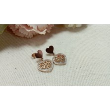 Rose Gold Çelik Kalpli Küpe