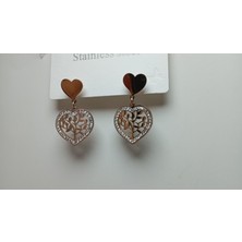 Rose Gold Çelik Kalpli Küpe