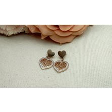 Rose Gold Çelik Kalpli Küpe