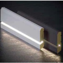 Ledli Süpürgelik / 10 cm / Pvc Beyaz / 280 cm Uzunluk / 9'lu Paket /  Mdf