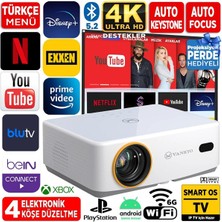 Vankyo Leisure L570B Smarttv 4K Destekli Projeksiyon Cihazı +Auto Focus+Auto Keystone+6g Wifi+5.2 BLUETOOTH+300 Inç Yansıtma+Dolby