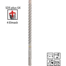 Sds Plus-5x 10 x 210 mm Dört Elmaslı Matkap Ucu 2608833799
