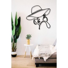 Şapkalı Kadın Minimalist Metal Duvar Dekoru