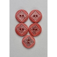 Küçük Boy Akrilik Simli Yuvarlak Somon Çeket Hırka Yelek Düğmesi 5 Adet