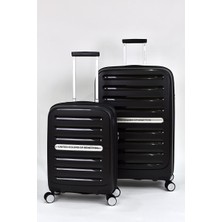 Kırılmaz Polipropilen 2'li Valiz Seti Büyük Boy - Kabin Boy Siyah BNT1000