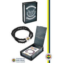 Fenerbahçe Orijinal Lisanslı Fb Logo Çiftli Mat Onix Doğaltaş Bileklik Hediyelik Ahşap Kutulu
