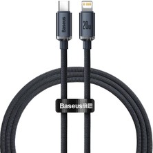 Crystal Shine 20W 120 cm Type-C To Lightning Şarj Kablosu Siyah