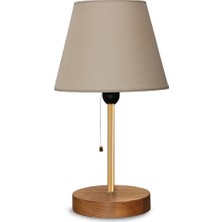 North Home Konik Kumaş Başlıklı Abajur Yatak Odası Gece Lambası Salon Aydınlatma Kahve