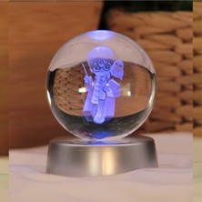 Baykuşlu Renk Değiştiren Işıklı Kristal Cam Küre