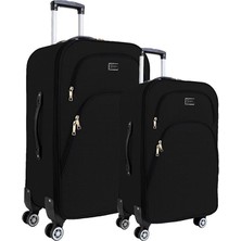 Belirtilmemiş Büyük ve Orta Boy Valiz Seti 4 Teker Kumaş Valiz Siyah 1081