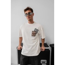 Fy Butik Erkek Baskılı Oversize T-Shirt - Beyaz