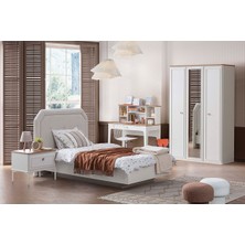 Doressa Home Kriens Genç Odası Takımı Yonga Levha Malzemeden Üretilmiş 3 Kapılı Aynalı Gardırop ve Çalışma Masası