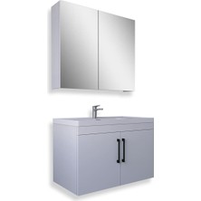 Yalova 80 cm Mdf Banyo Dolabı Seti Beyaz