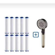 Siyah Kireç Önleyici Filtre Özellikli Su Tasarruflu Duş Başlığı +10 Adet Yedek Filtre