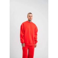 Fy Butik Uzun Kol Bisiklet Yaka Basic Sweatshirt - Kırmızı