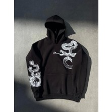 Fy Butik Uzun Kol Kapşonlu Baskılı Sweatshirt - Siyah