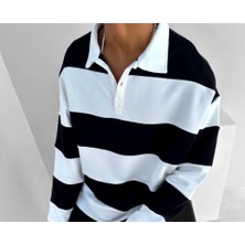 Fy Butik Unisex Üç Iplik Parçalı Yakalı Sweatshirt - Siyah