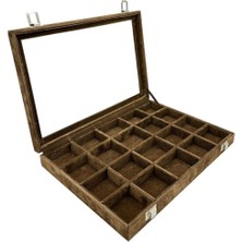 Kahverengi Bölmeli Takı Kutusu, Şık ve Pratik Organizer, 20 Bölme ile Düzenli Saklama