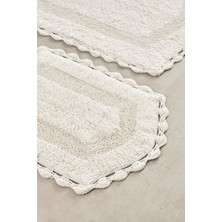 2'li Takım - Özel Dokuma -El Örgüsü - Banyo Paspası - Premium Pamuk - 60X90 + 40X60