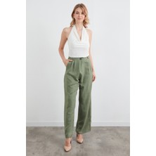 Yüksek Bel Palazzo Kumaş Pantolon