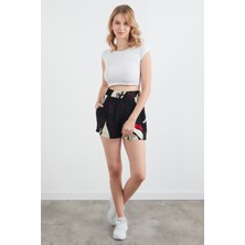 Basic Desenli Beli Lastikli Şort