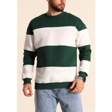Fy Butik Parçalı Bisiklet Yaka Baskılı Sweatshirt - Yeşil