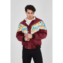 Fy Butik Erkek Içi Astarlı Içten Yaka Kısmı Peluşlu Beyaz Şeritli Vintage Ceket - Mürdüm