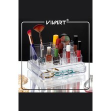 Şeffaf Çekmeceli Akrilik Makyaj Düzenleyici, Beyaz Renk, Özel Tasarım