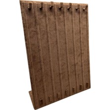 Keten Kumaş Kahverengi 35/25 cm Ayaklı Tırnaklı Takı Sergileme Standı