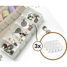 Geniş 5 Bölmeli Çekmece Düzenleyici, Takı, Makyaj, Çorap, Kravat Seti, Beyaz