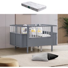 Setay Siesta Büyüyen Beşik 90  x 130 cm Gri MDF 1 Comfort Yatak ile Konforlu Kullanım