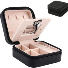 Aynalı Seyahat Takı Kutusu, Mini ve Şık Takı Organizer Siyah