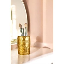 Şık Altın Makyaj Organizeri ve Fırçalık, Düzenli Kullanım Için Ideal Seçenek.