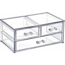 Beyaz 3 Gözlü Çekmeceli Düzenleyici, Şık ve Kullanışlı Aksesuar Organizer (10X13X23CM)
